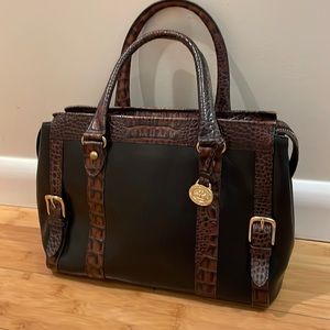 BRAHMIN Black and Brown Croc Shoulder Bag. Like new!  Pristine inside and out